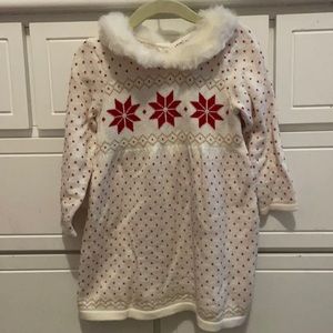 Janie & Jack Faux Fur Trimmed Snowflake Sweater Dress 18-24 months